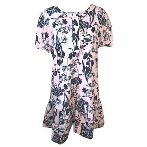 Parker Pink Floral Tiered Mini Dress Cinched Sleeves Size Small